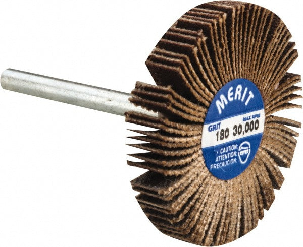 Merit Abrasives 08834137503 Mounted Flap Wheel 1-3/16" Dia, 3/16" Face Width, 180 Grit, Aluminum Oxide