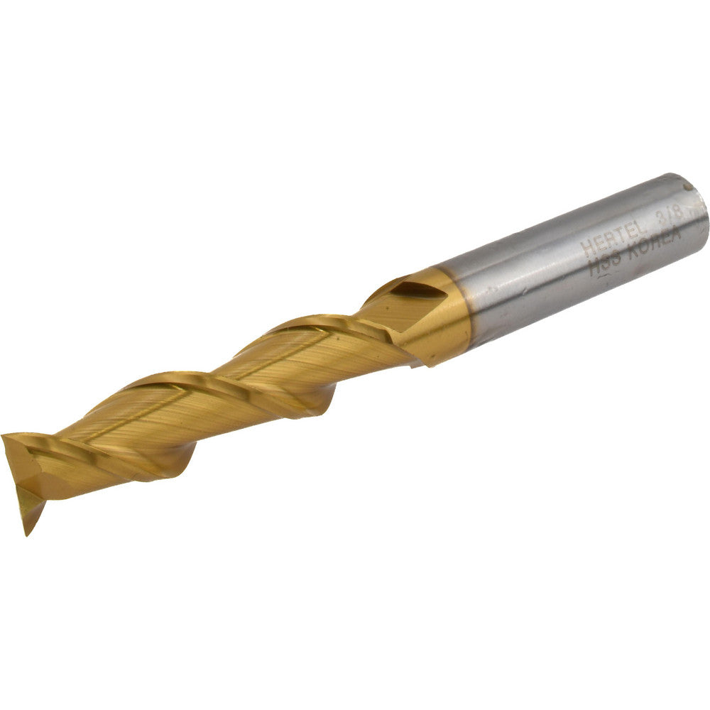 Hertel GH071024 Square End Mill 3/8'' Dia, 1-1/2'' LOC, 3/8'' Shank Dia, 3-1/4'' OAL, 2 Flutes, High Speed Steel