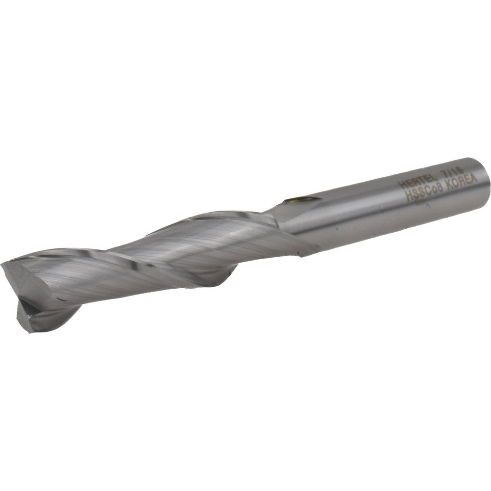 Hertel E2080028 Square End Mill 7/16'' Dia, 1-3/4'' LOC, 3/8'' Shank Dia, 3-3/4'' OAL, 2 Flutes, Cobalt