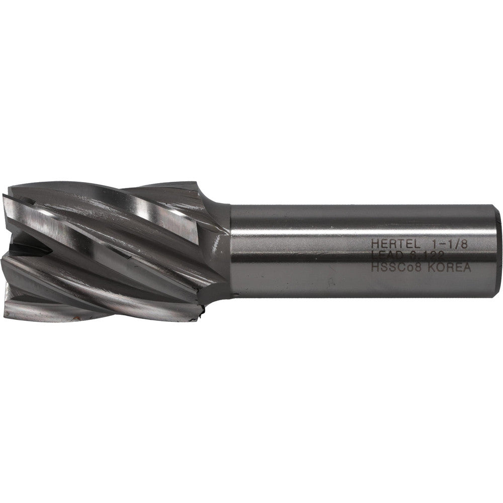 Hertel E299914038 Square End Mill 1-1/8'' Dia, 1-1/2'' LOC, 3/4'' Shank Dia, 3-7/8'' OAL, 6 Flutes, Cobalt