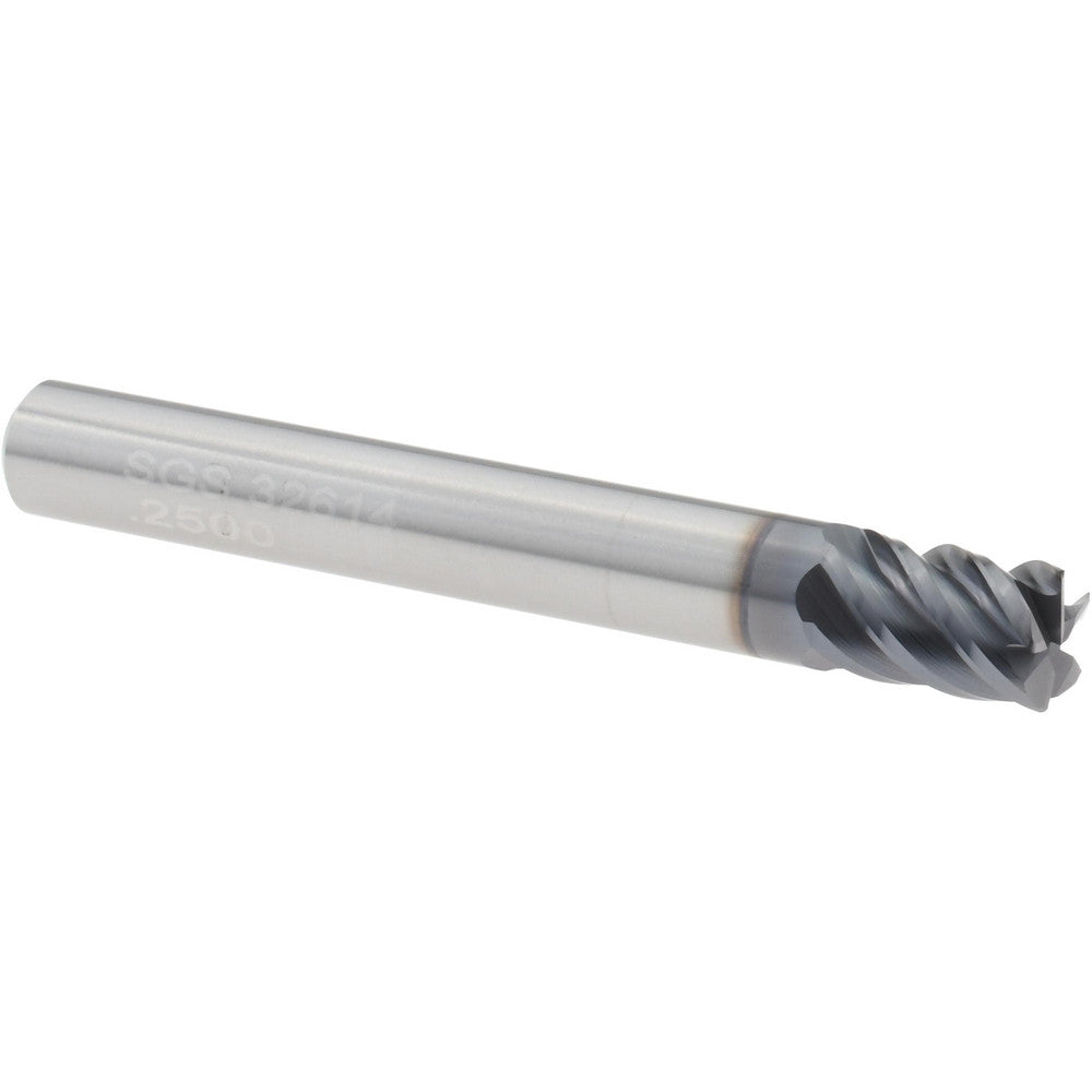 Kyocera SGS Precision Tools 32614 Corner Radius End Mill 1/4" Dia, 3/8" LOC, 0.0150" Radius, 5 Flute, Solid Carbide