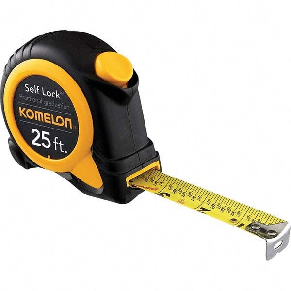 Komelon SL2925 Tape Measure 25' Long, 1" Width, Yellow Blade
