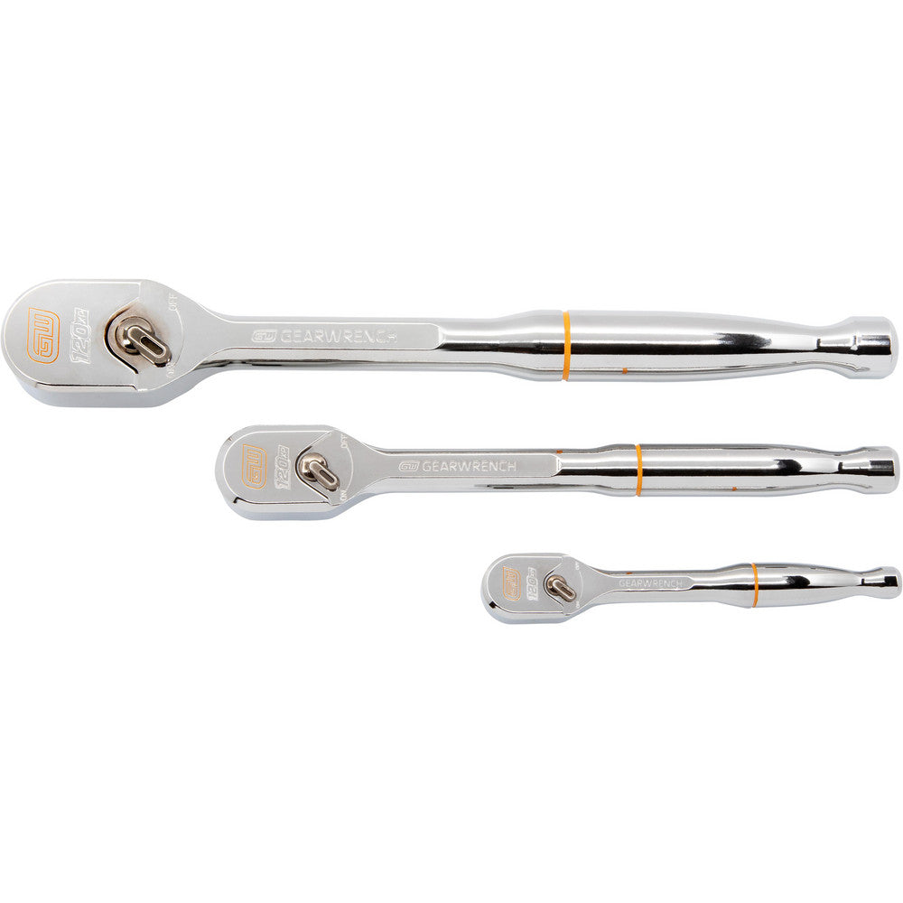 GEARWRENCH 81206XP Ratchet Sets Drive Size (Inch) 1/4 3/8 1/2 Overall Length (Inch) Various Head Shape Teardrop Head Style Flex Head Features Flat & Flex Reversible Standard Material Alloy Steel