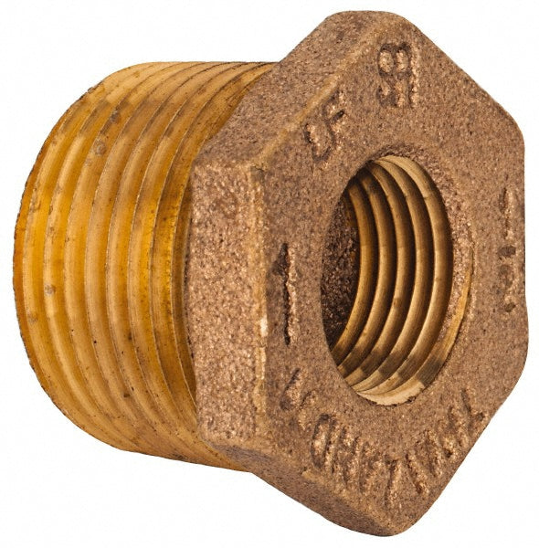 Merit Brass XNL114-1608 Brass Pipe Bushing 1 x 1/2" Fitting, Threaded, MNPT x FNPT, Class 125, Lead Free