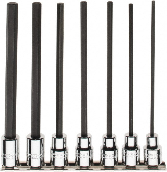 Proto J4990-7XL Hex Bit Socket Set 3/8" Drive, 7 Pc, 1/8 to 3/8" Hex