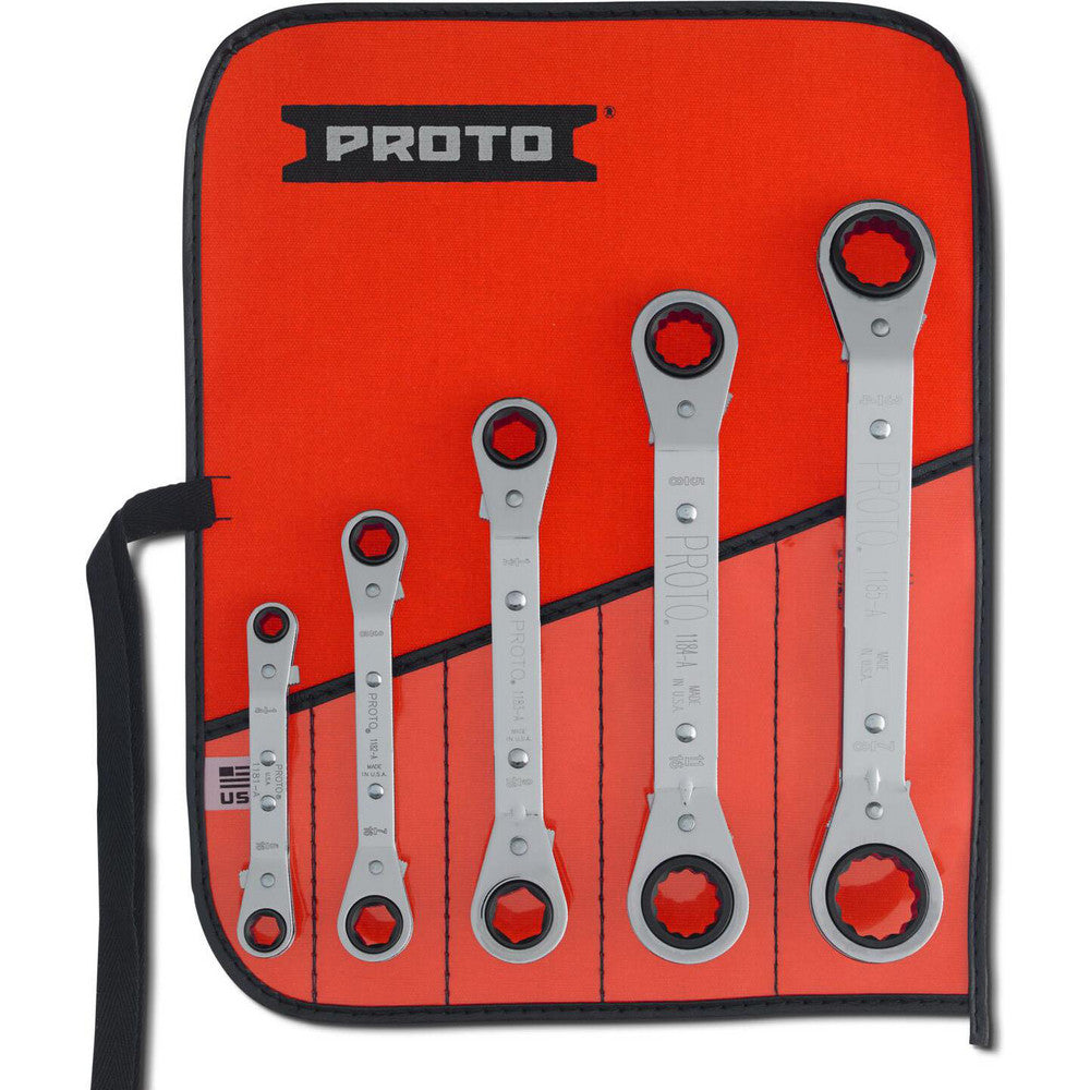 Proto J1180A Ratcheting Box Wrench Set 5 Pc, Inch
