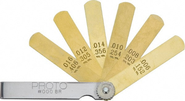 Proto J000BR 6 Piece, 0.006 to 0.016" Thick, Parallel Feeler Gage Set