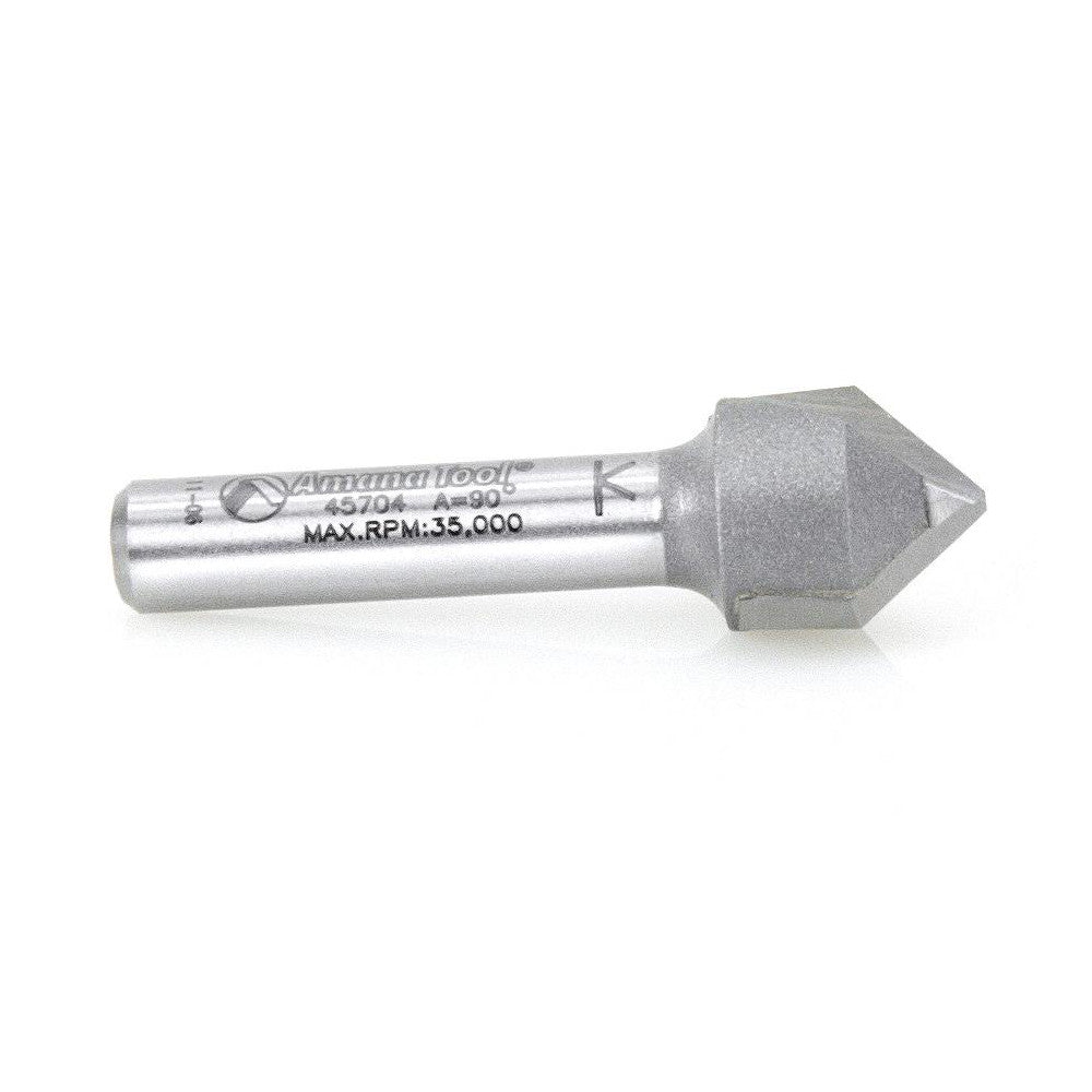 Amana Tool 45704 1/2" Diam, 1/2" LOC, 2 Flute Carbide-Tipped Edge Profile V-Groove Router Bit