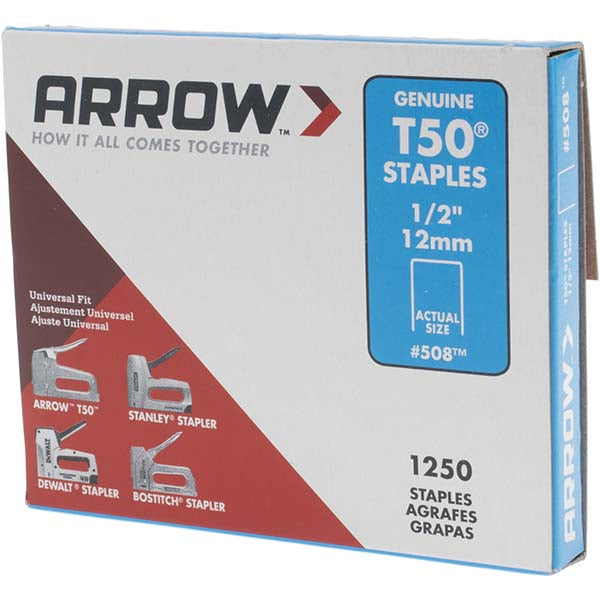 Arrow 50824 High Carbon Steel Heavy-Duty Staple 1/2" Leg Length