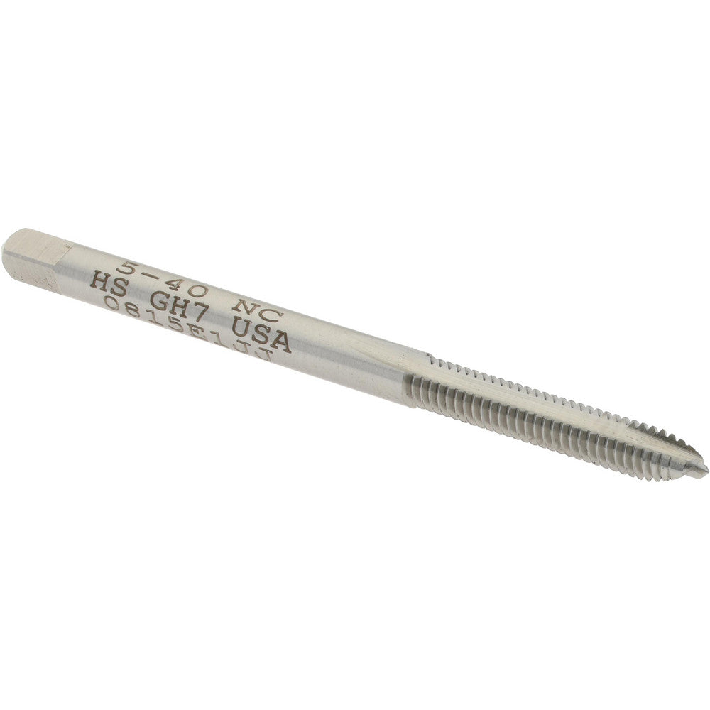 Hertel K008122AS Spiral Point Tap #5-40 UNC, 2 Flutes, Plug Chamfer, HSS, Bright/Uncoated Coated