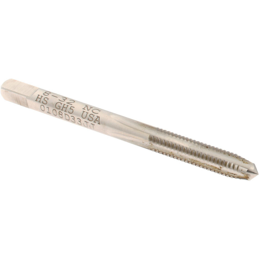 Hertel K011210AS Straight Flute Tap #8-32 UNC, 4 Flute, Plug Chamfer, High-Speed Steel, Bright/Uncoated Finish