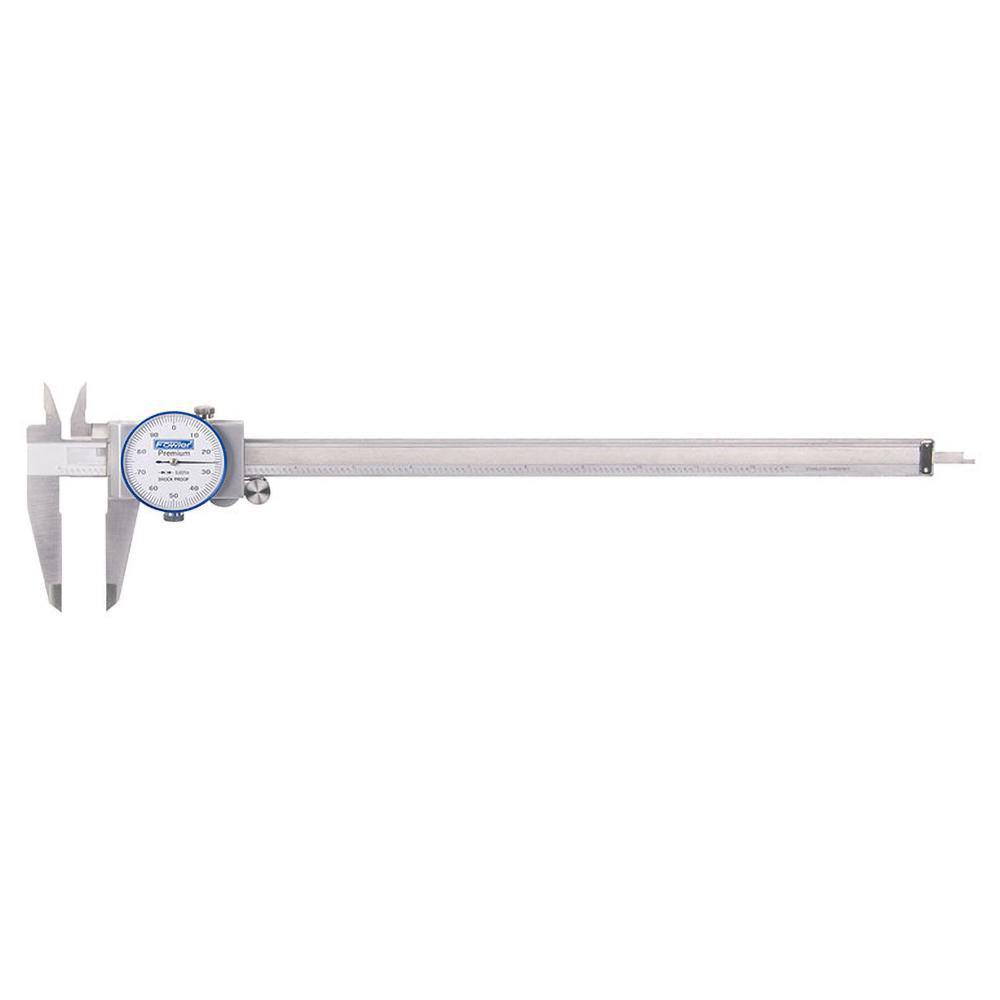 Fowler 52-008-712-0 Dial Caliper 12", 0.001000" Graduation, 0.1" per Revolution, +/-0.0020" Accuracy, Stainless Steel Jaws