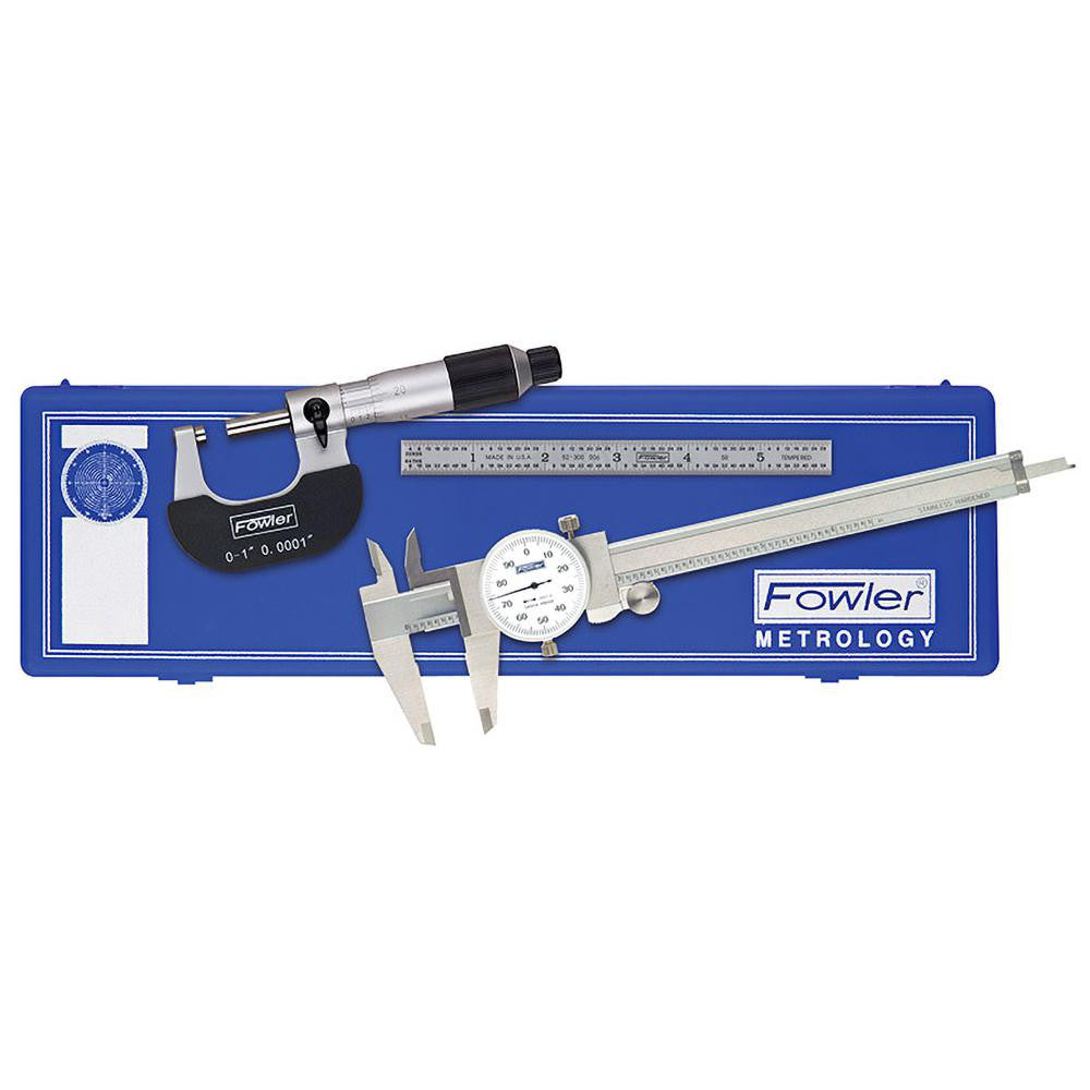 Fowler 52-095-007-0 Machinist Caliper & Micrometer Kit 4 pc
