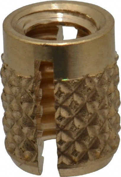 E-Z LOK 240-006-BR #6-32 UNC Brass Flush Press Fit Threaded Insert for Plastic