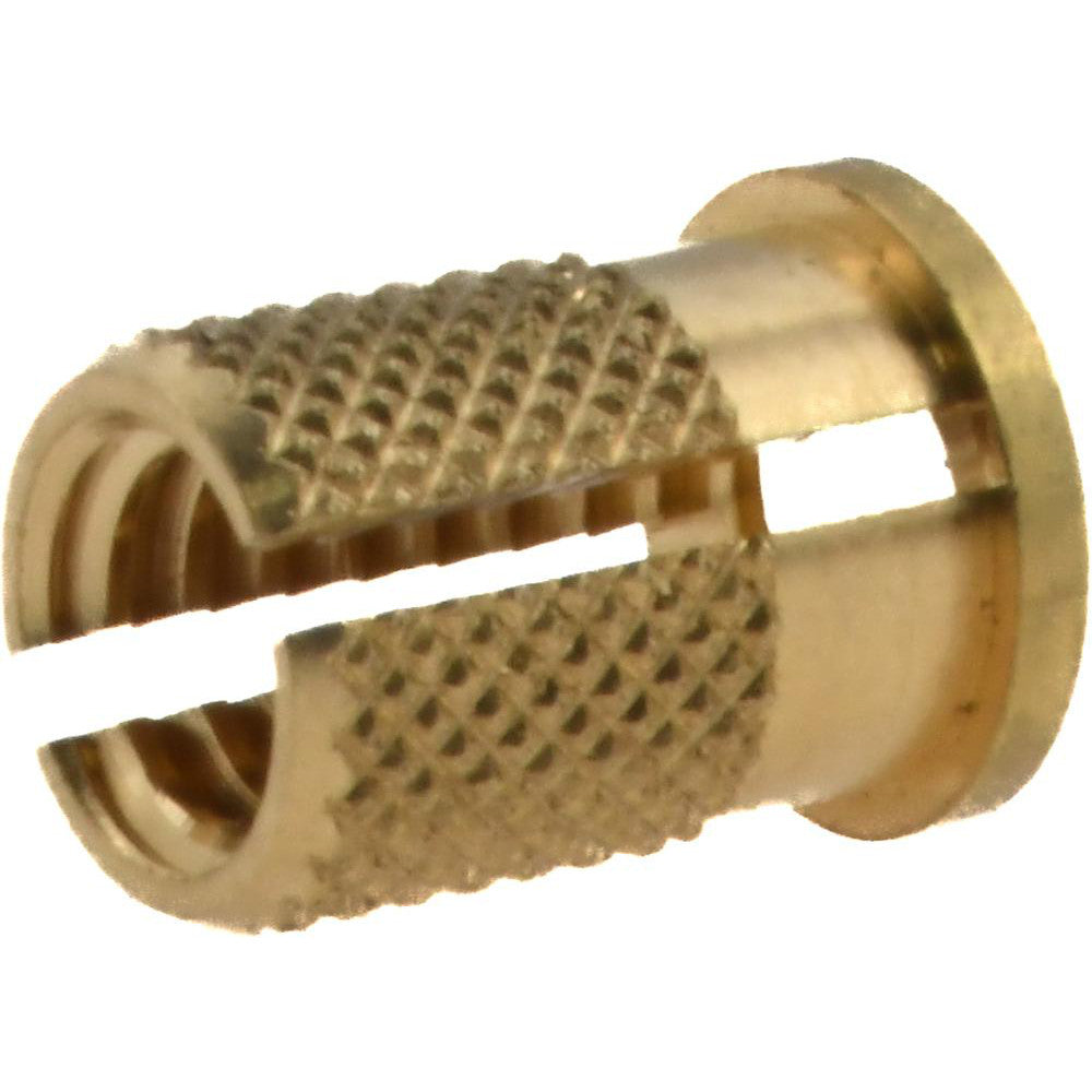 E-Z LOK 260-4-BR 1/4-20 UNC Brass Flanged Press Fit Threaded Insert for Plastic
