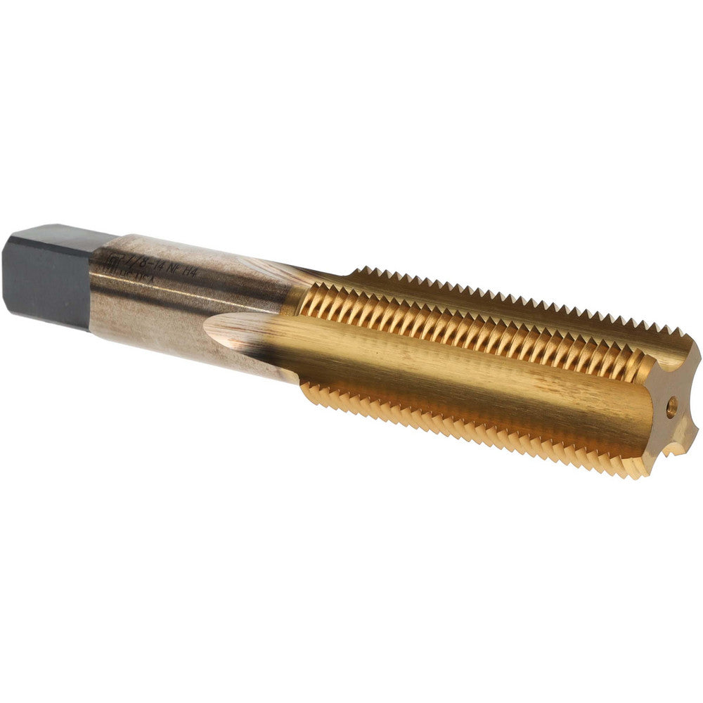 Greenfield Threading 307844 Straight Flute Tap 7/8-14, UNF, 4 Flute, Bottoming, 2 & 3B, High-Speed Steel, Titanium Nitride Finish