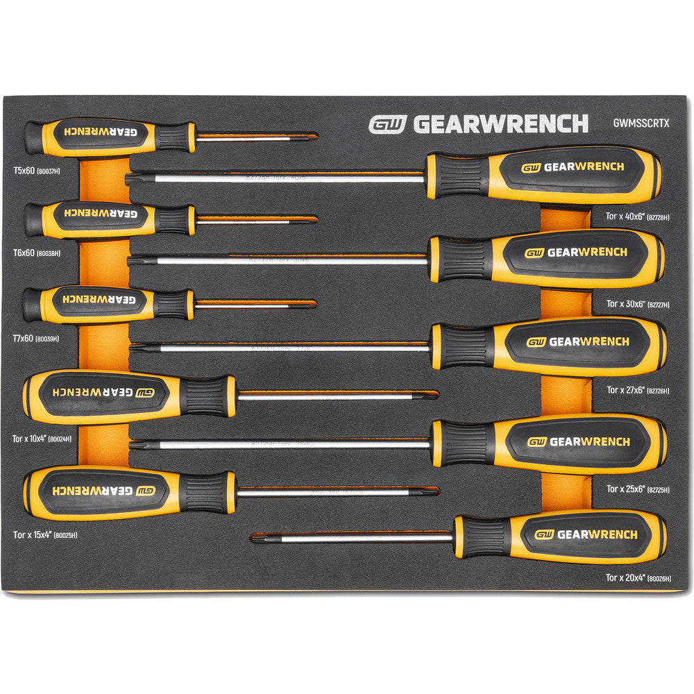 GEARWRENCH GWMSSCRTX Screwdriver Sets Screwdriver Types Included Torx Container Type Foam Module Tether Style Not Tether Capable Finish Black Oxide Number Of Pieces 10 Insulated No