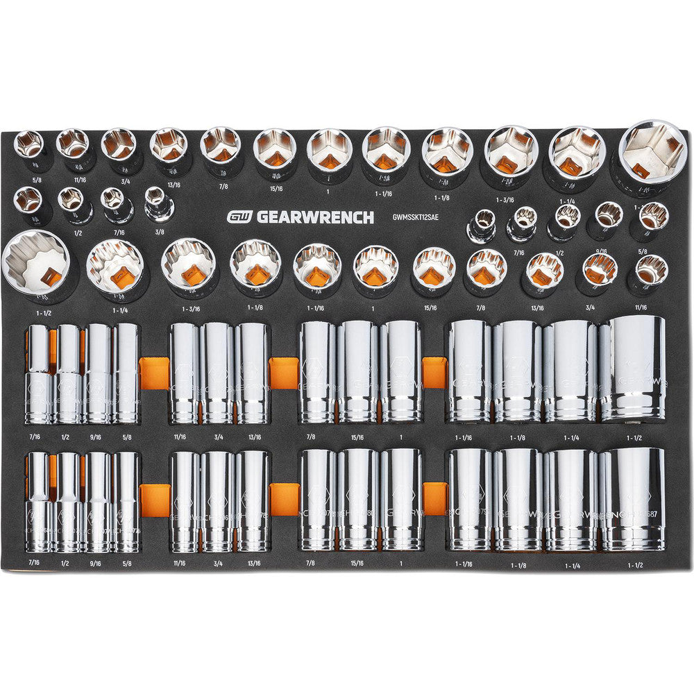 GEARWRENCH GWMSSKT12SAE Deep Standard Socket Set 60 Pc,