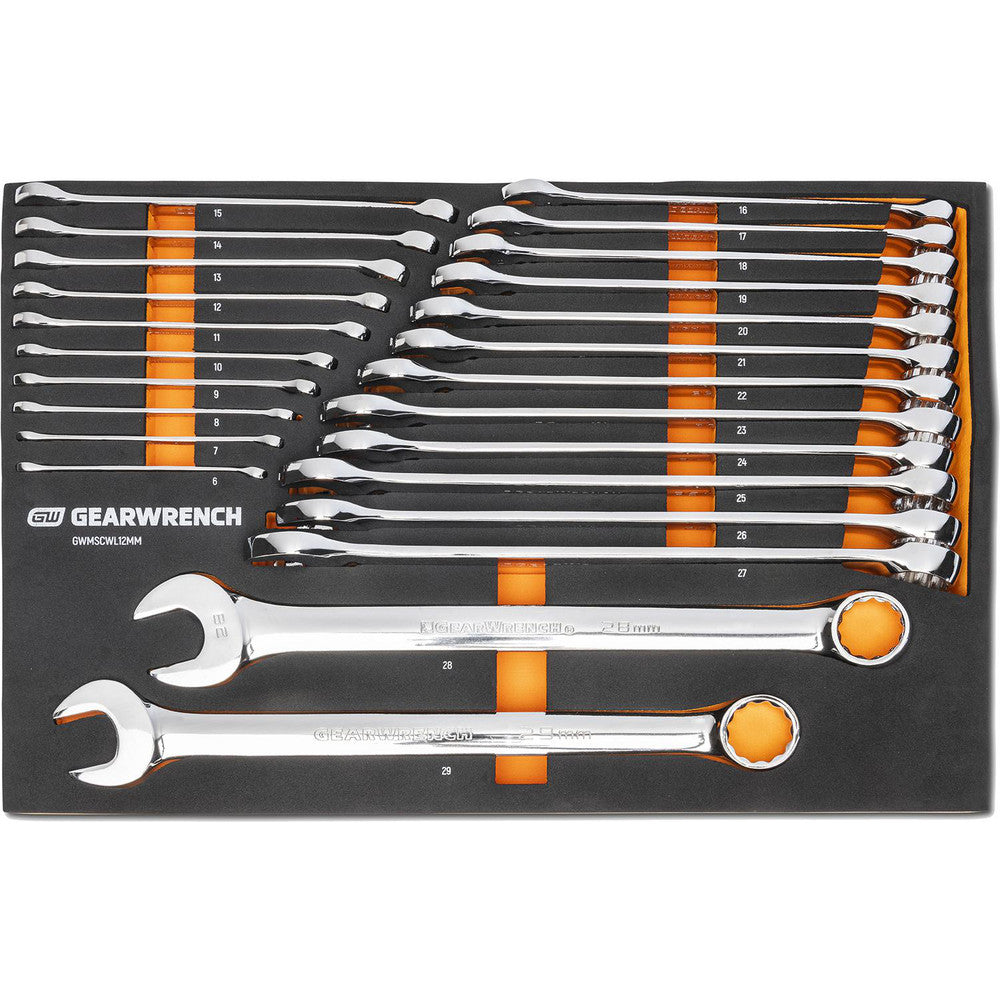 GEARWRENCH GWMSCWL12MM Wrench Sets Set Type Long Pattern Combination Wrench Set System Of Measurement Metric Size Range 6 mm - 26 mm Container Type Foam Module Material Alloy Steel Finish Coating Chrome
