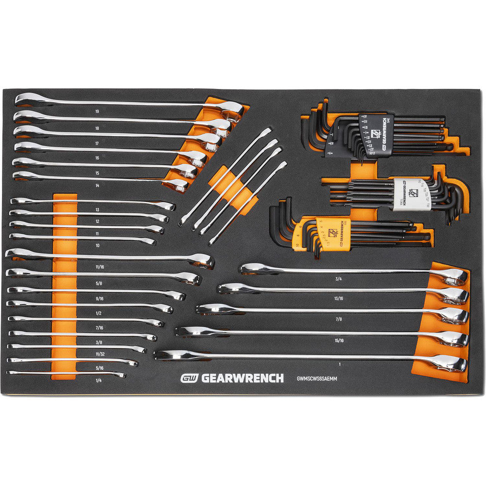 GEARWRENCH GWMSCWS6SAEMM Wrench Sets System Of Measurement Inch Metric Size Range 1/4 in - 1 in Container Type Foam Module Material Alloy Steel Finish Coating Chrome Non-sparking No