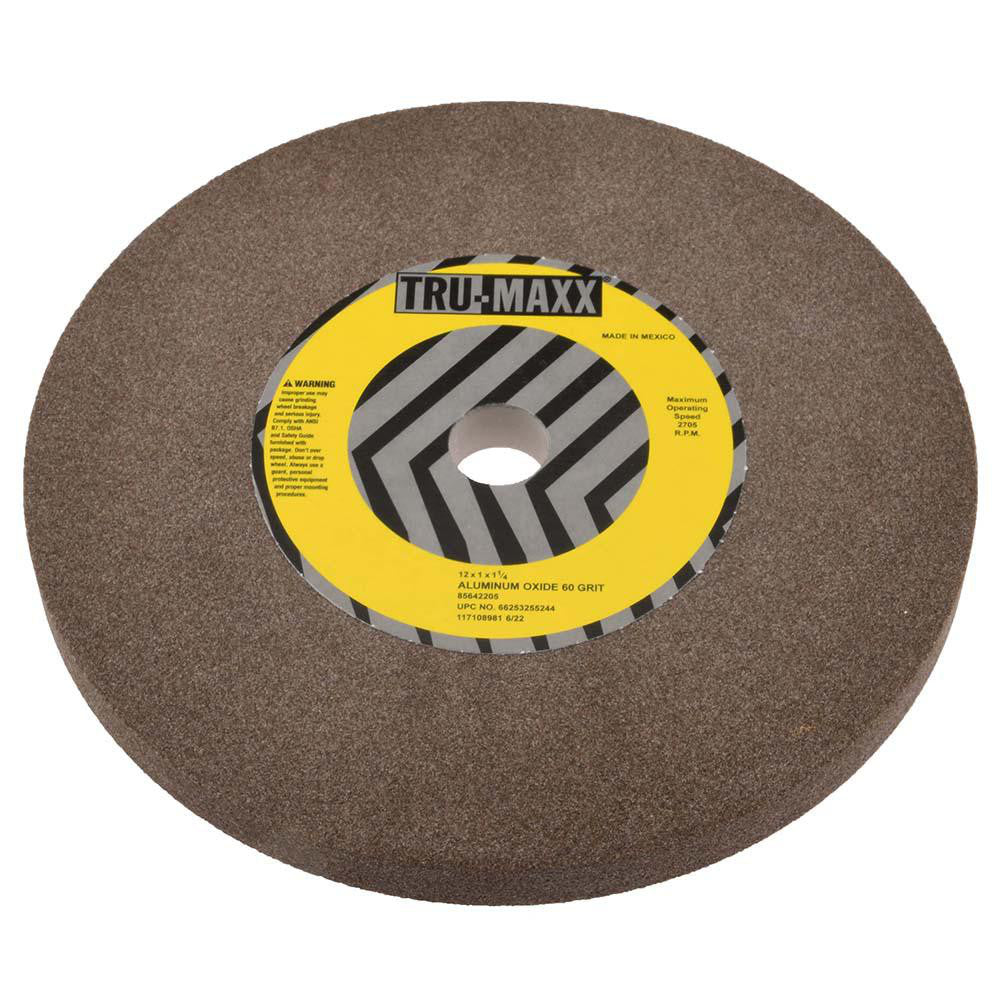 Tru-Maxx 66253255244 Bench & Pedestal Grinding Wheel 12" Dia, 1" Thick, 1-1/4" Hole Dia, Aluminum Oxide
