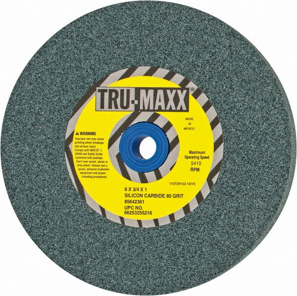 Tru-Maxx 66253255216 Bench & Pedestal Grinding Wheel 6" Dia, 3/4" Thick, 1" Hole Dia, Silicon Carbide