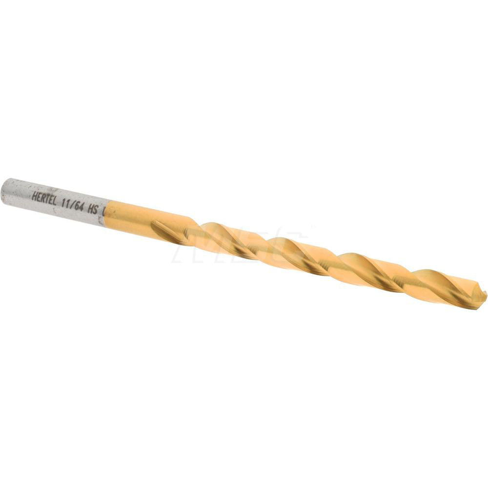 Hertel 85704450 Jobber Length Drill Bit 11/64" Dia, 118 °, High Speed Steel