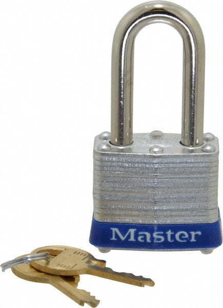 Master Lock 3KALFBLU-3242 Lockout Padlock Keyed Alike, Laminated Steel, Steel Shackle, Blue
