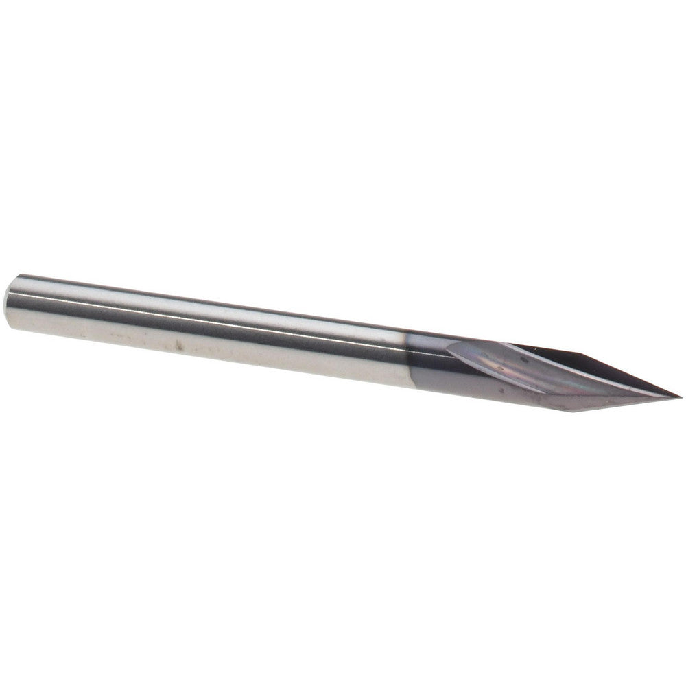 Harvey Tool 18715-C3 Chamfer Mill 1/8" Dia, 1/8" Shank Dia, 30 deg, 2 Flute, Solid Carbide, Single End