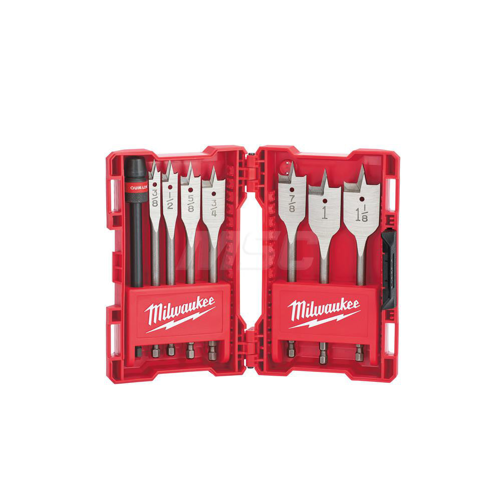 Milwaukee Tool 49-22-0175 Drill Bit Set Spade Drill Bits, 8 Pc, Carbon Steel