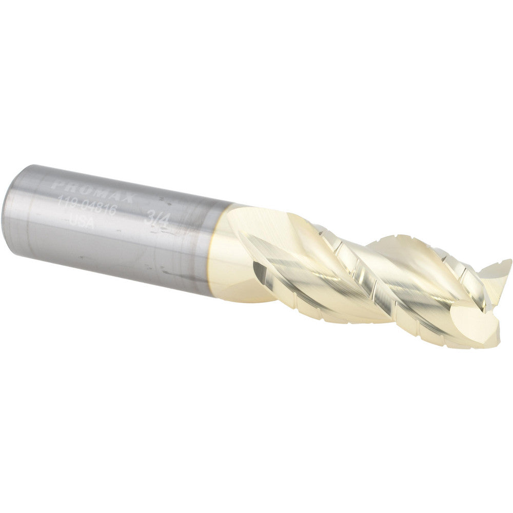 ProMax 119-04816 Roughing & Finishing End Mill 3/4" Dia, 3 Flutes, 0.03" Corner Radius, Corner Radius End, Solid Carbide