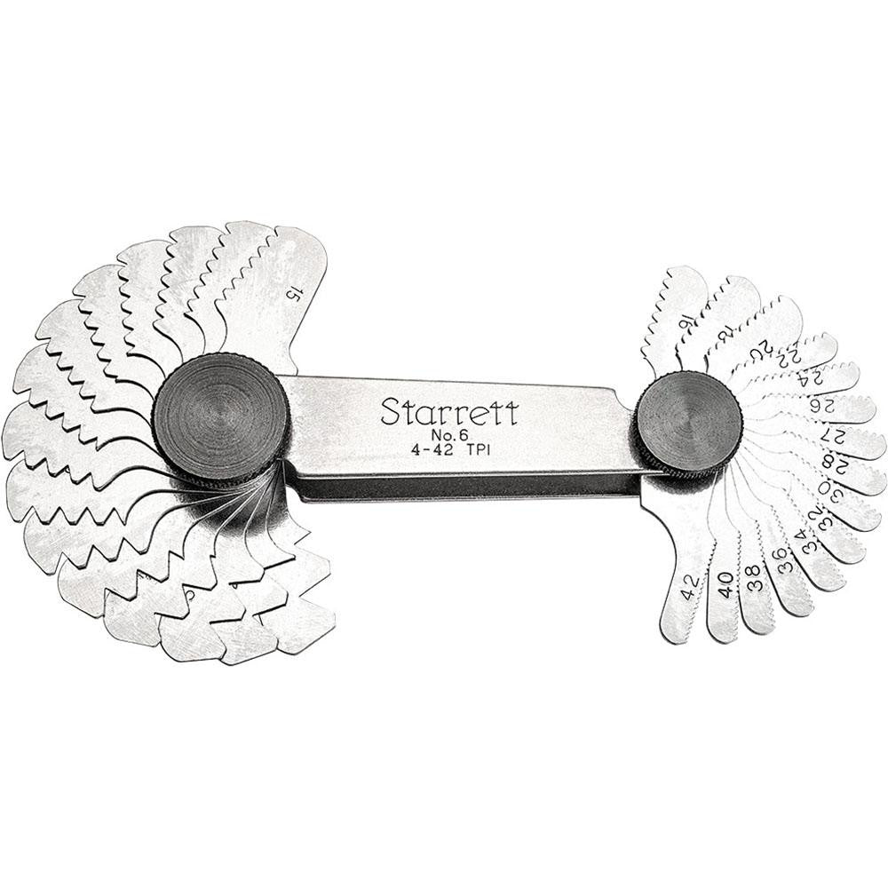 Starrett 50035 30 Leaf, 4 to 42 TPI Range, Steel Screw Pitch Gage