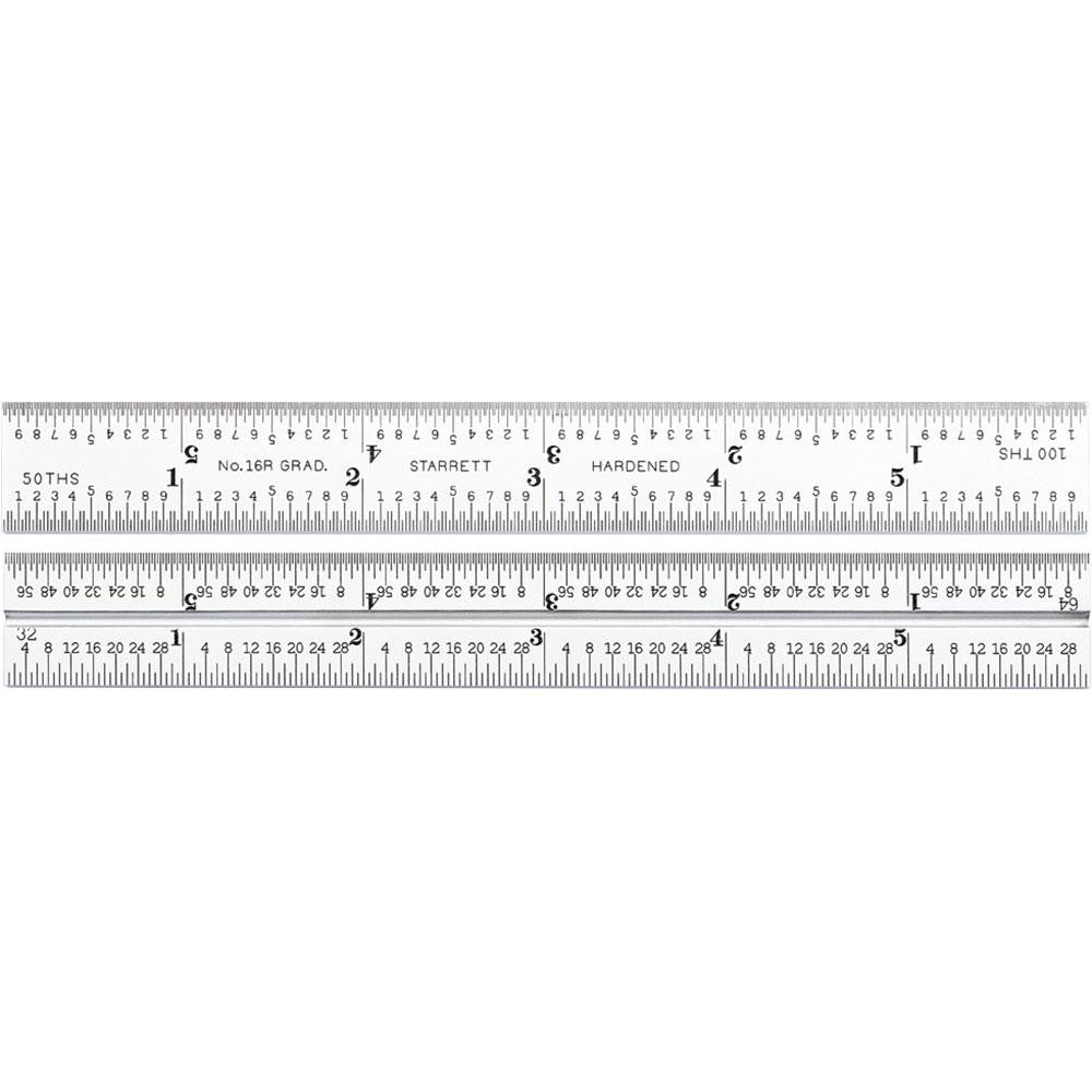 Starrett 50082 6 Inch Long Blade, 16R Graduation Combination Square Blade