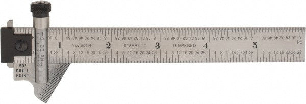 Starrett 50150 6 Inch Long, 59° Bevel Angle, Ruler Drill Point Gage