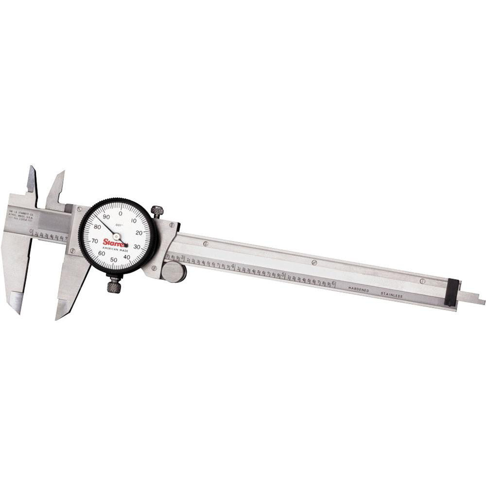Starrett 64514 Dial Caliper 6", 0.001000" Graduation, 0.1" per Revolution, 0.0010" Accuracy, Stainless Steel Jaws