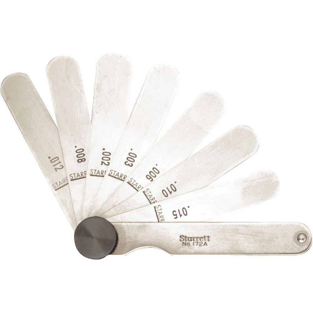 Starrett 50649 9 Piece, 0.0015 to 0.015" Thick, Parallel Feeler Gage Set