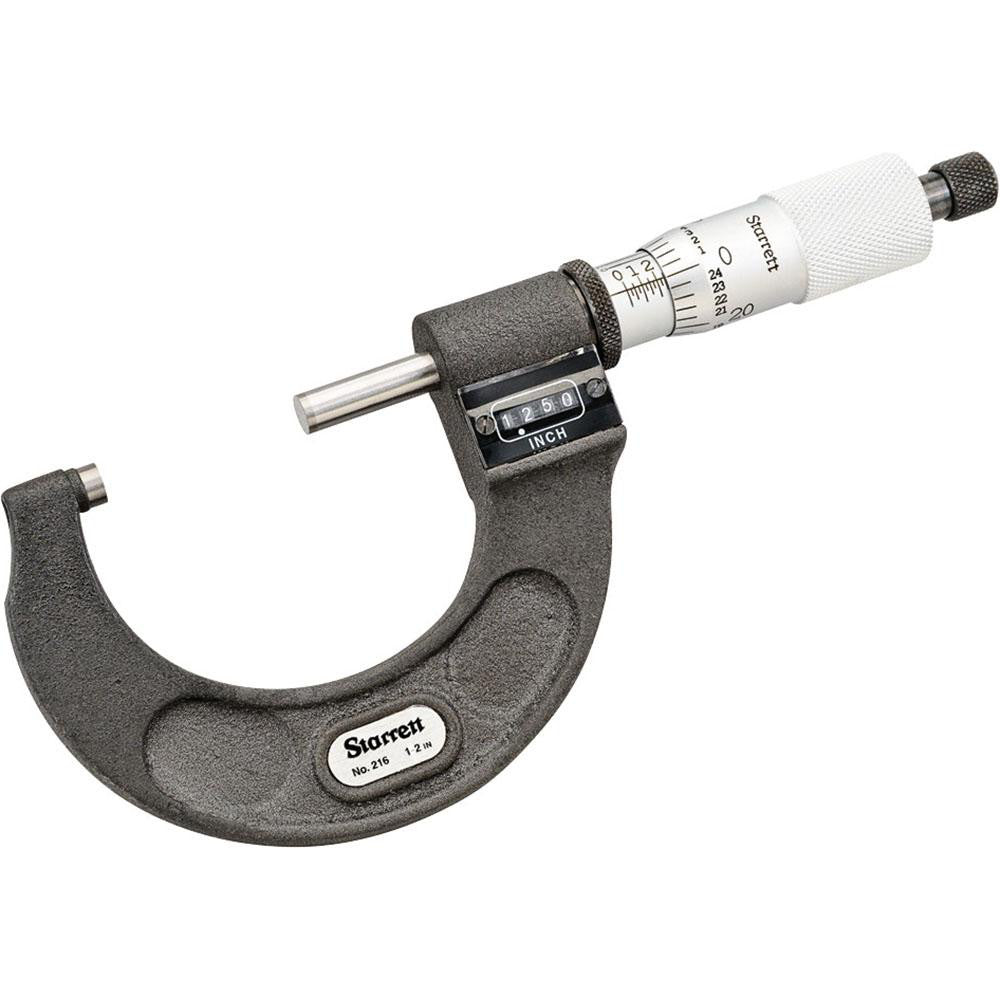 Starrett 56156 Mechanical Outside Micrometer 2" Range, 0.0001" Graduation