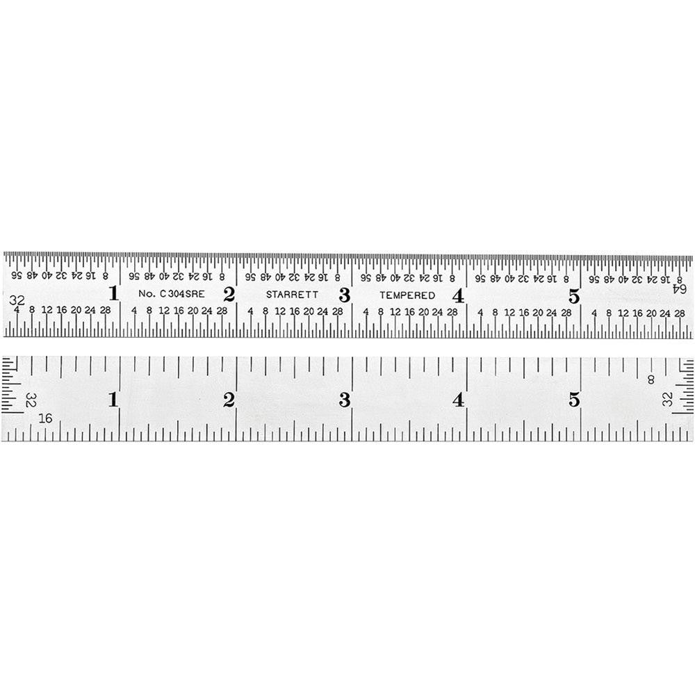 Starrett 51343 Steel Rule 6" OAL, 4R Graduation, Flexible, 3/4" OAW