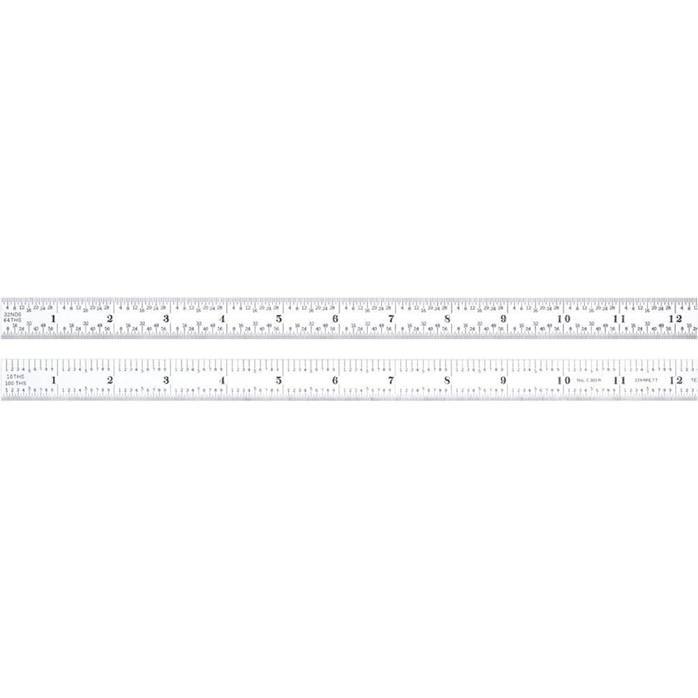 Starrett 51350 Steel Rule 24" OAL, 5R Graduation, Flexible, 3/4" OAW