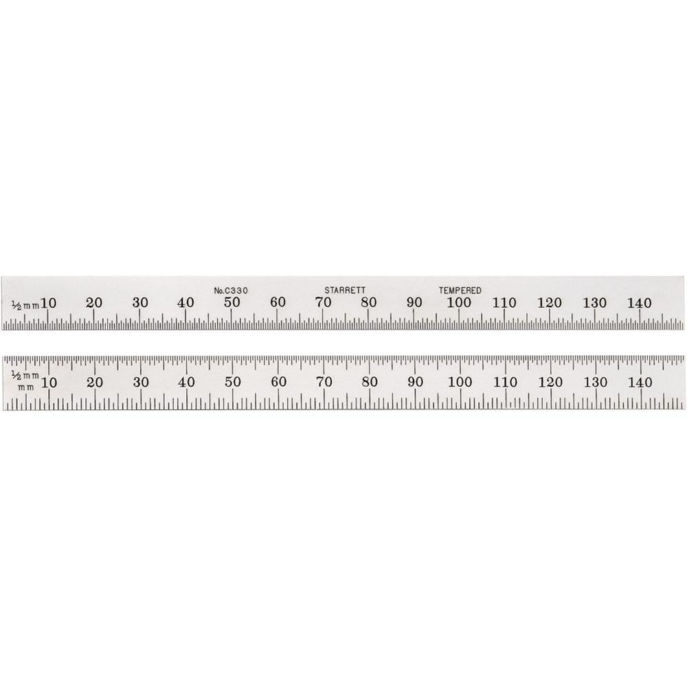 Starrett 51329 Steel Rule 150 mm OAL, Metric Graduation, Flexible, 12.7 mm OAW