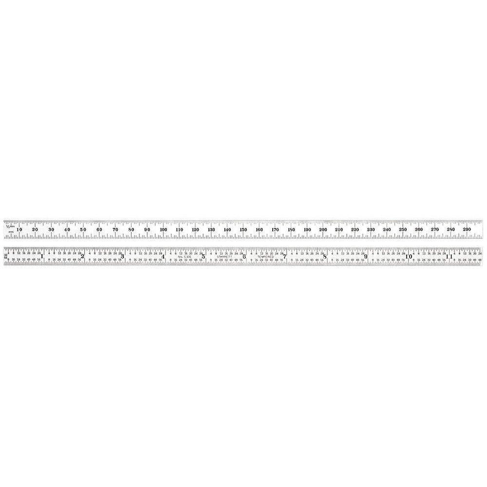 Starrett 51332 Steel Rule 11-3/4" OAL, English & Metric Graduation, Flexible, 1/2" OAW