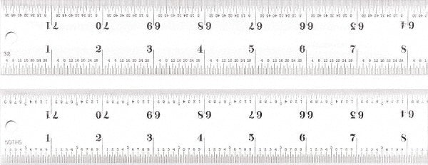 Starrett 51513 Steel Rule 72" OAL, 16R Graduation, Rigid, 1-1/2" OAW