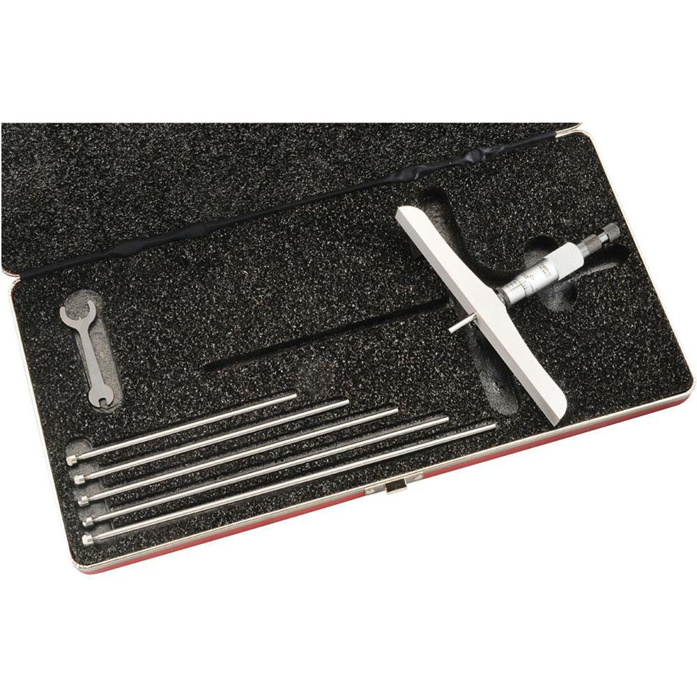 Starrett 52248 Mechanical Depth Micrometer 6'' Range, 6 Rods, Satin Chrome Finish