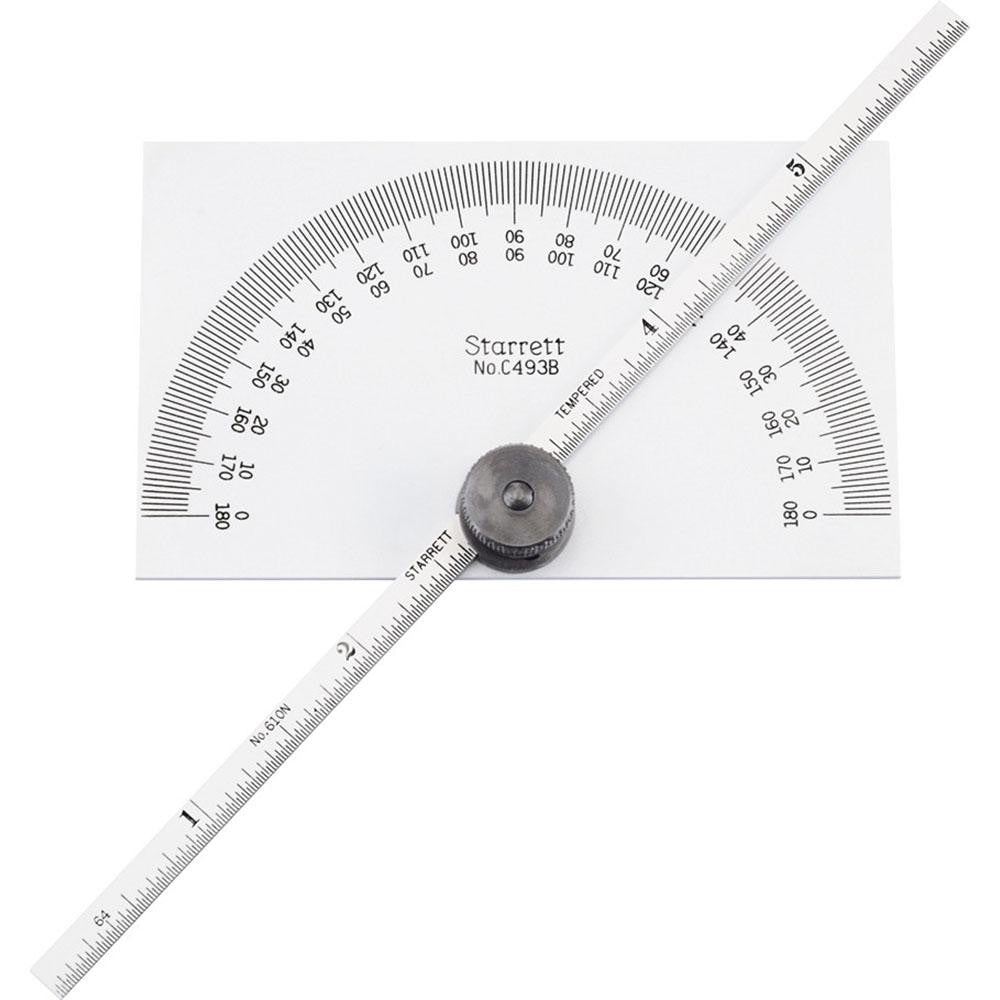Starrett 52534 0 to 6 Inch Rule Measurement Range, 0 to 180° Angle Measurement Range, Rectangle Head Protractor and Depth Gage