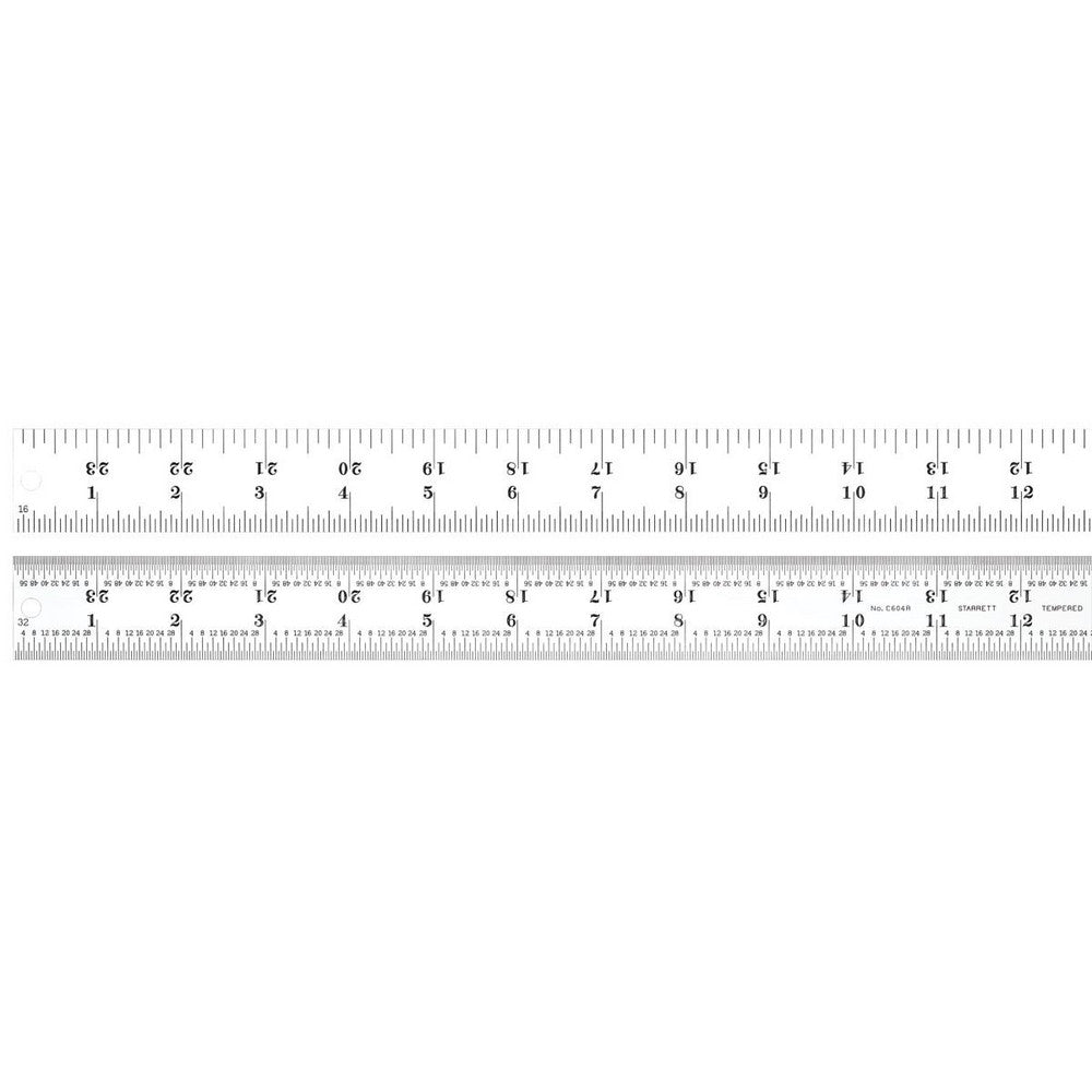 Starrett 52681 Steel Rule 24" OAL, 4R Graduation, Rigid, 1-1/4" OAW