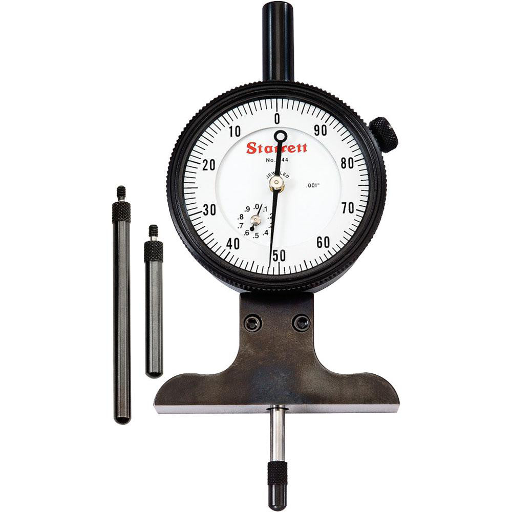 Starrett 52718 0 to 3 Inch Range, Ground Steel, White Dial Depth Gage