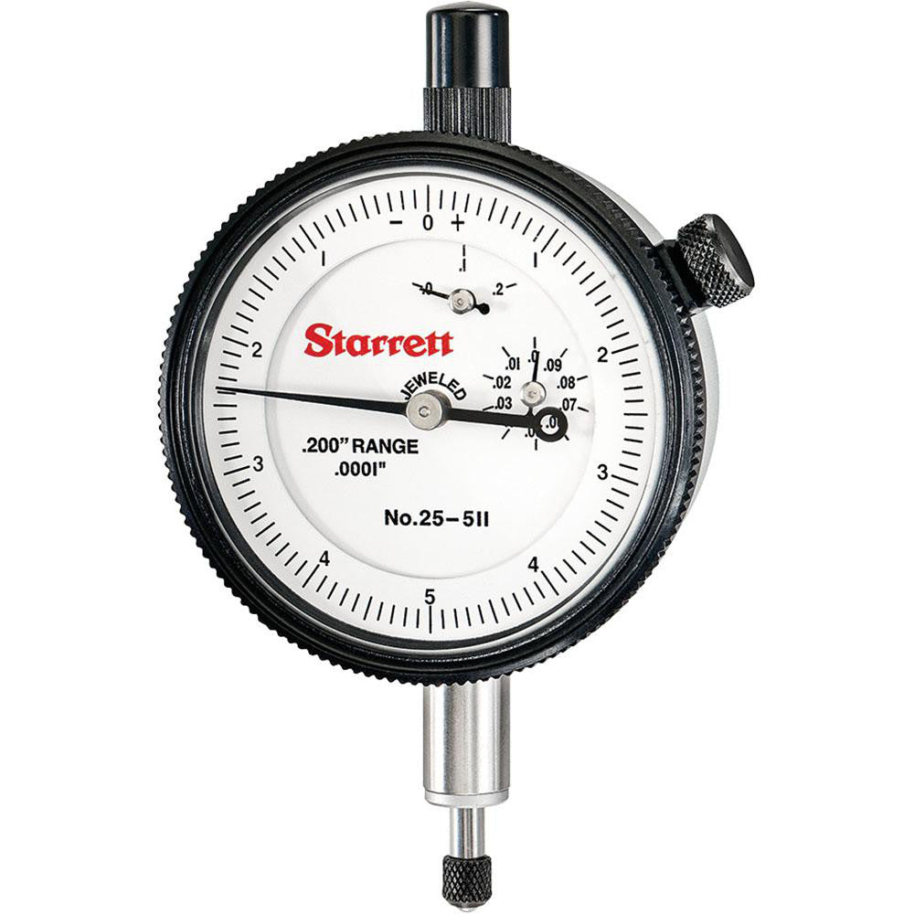 Starrett 53299 Dial Drop Indicator 0 to 0.2" Range, 0-5-0 Dial Reading, 0.0001" Graduation, 2-1/4" Dial Dia