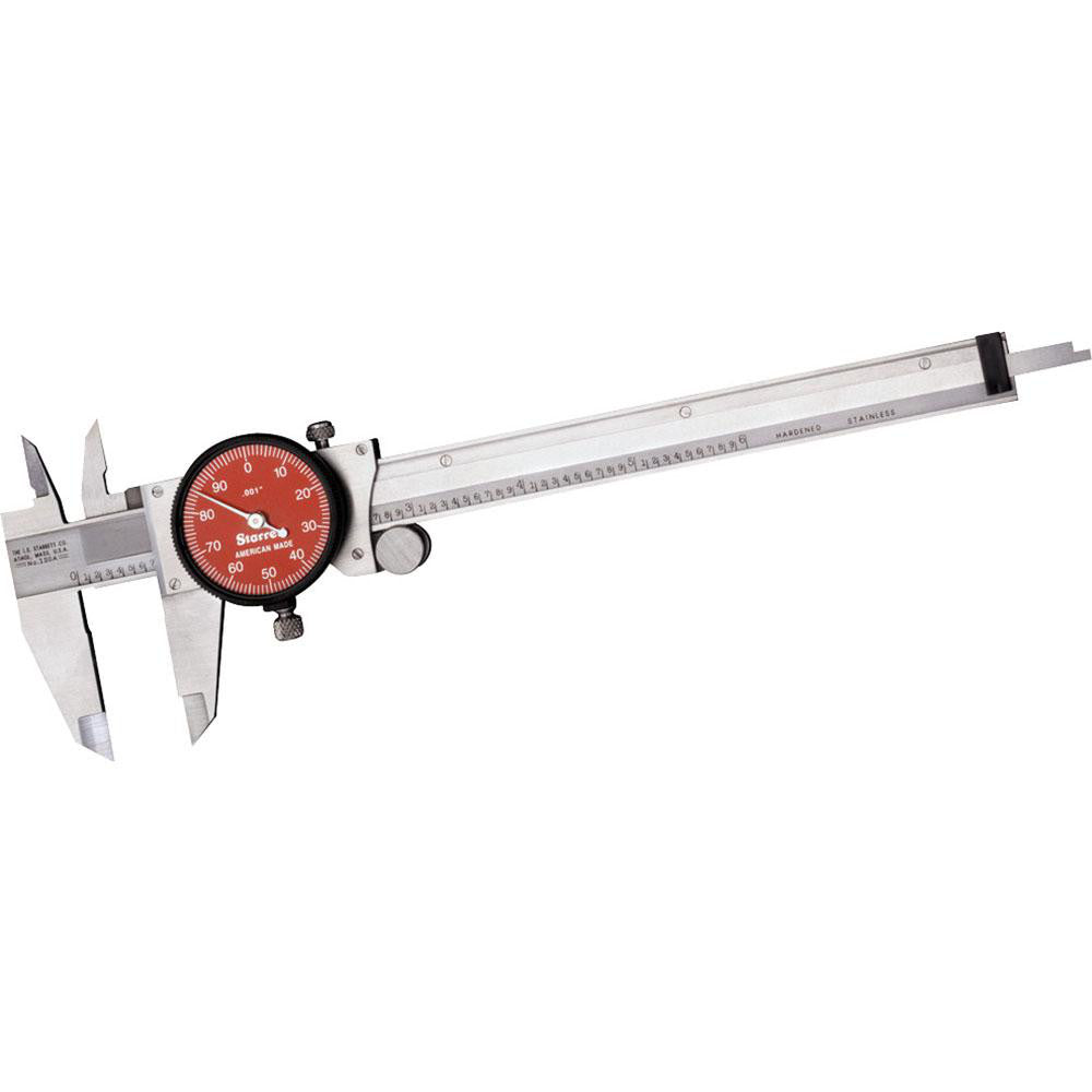 Starrett 64516 Dial Caliper 6", 0.001000" Graduation, 0.1" per Revolution, 0.0010" Accuracy, Stainless Steel Jaws