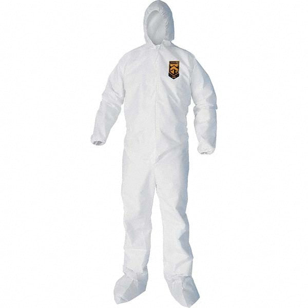 KleenGuard 44335 Non-Disposable Rain & Chemical-Resistant Coverall Non-Hazardous Dry Particulates, Non-Hazardous Liquid Splash & Non-Hazardous Liquid Spray, White, Film Laminate