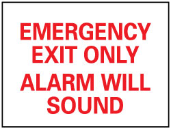 AccuformNMC M85RB Emergency Exit Only Alarm Will Sound, Plastic Exit Sign